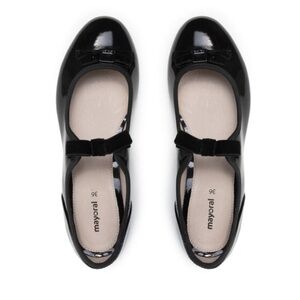 Mayoral Glossy Black Dress Shoes with Bow